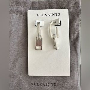 Allsaints Zosia Silver Zipper Drop Earrings Brand New With Tags NWT